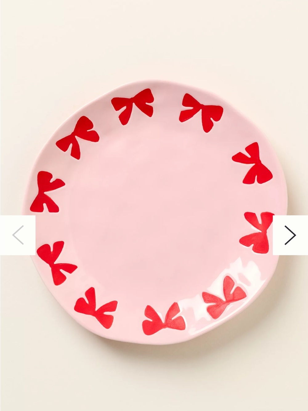 Anthropologie Vida Icon Stoneware Holiday Bow Dessert Plate